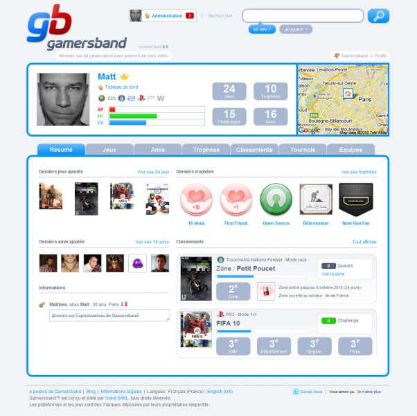 Un profil sur GamersBand