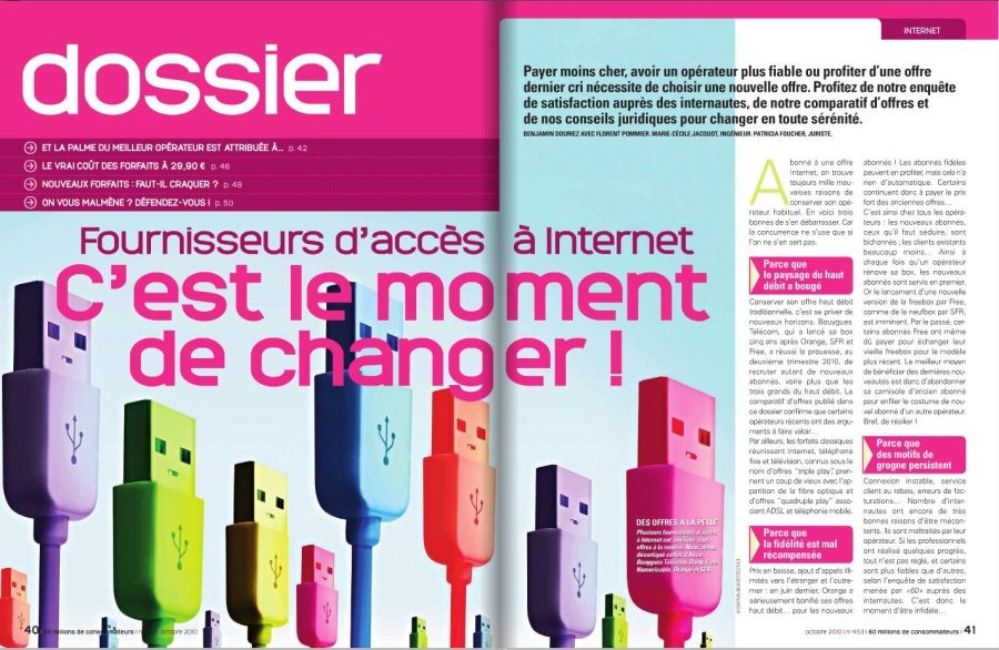 Dossier spécial FAI dans le numéro d'octobre de 60 millions de consommateurs