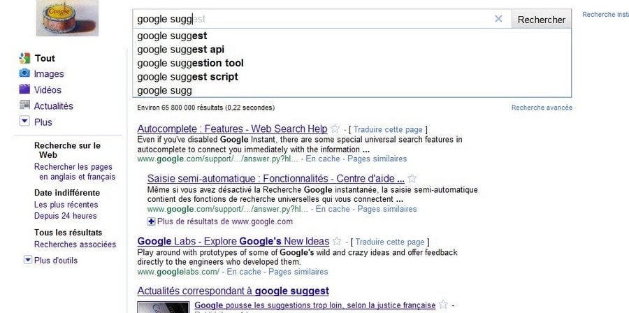 Le système de suggestions de Google