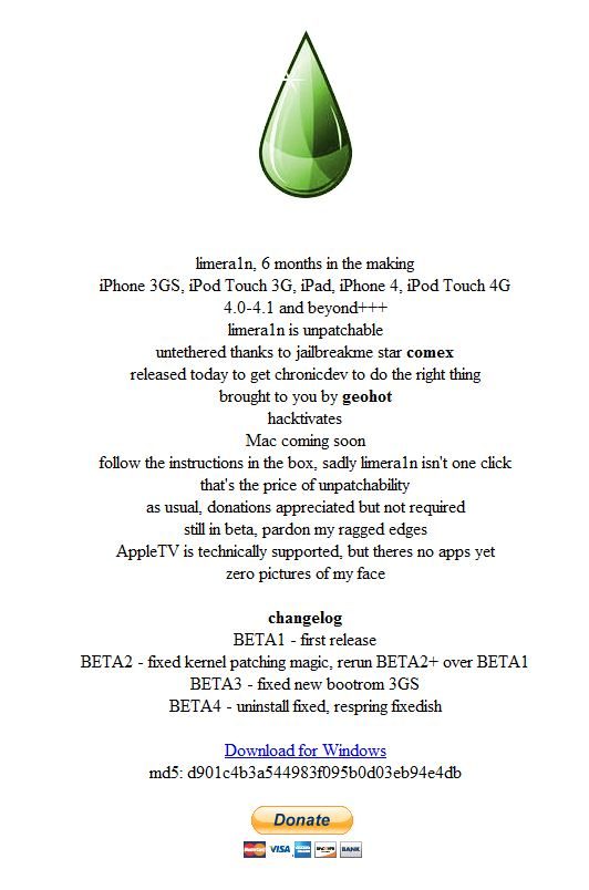 limera1n est disponible en bêta 4.