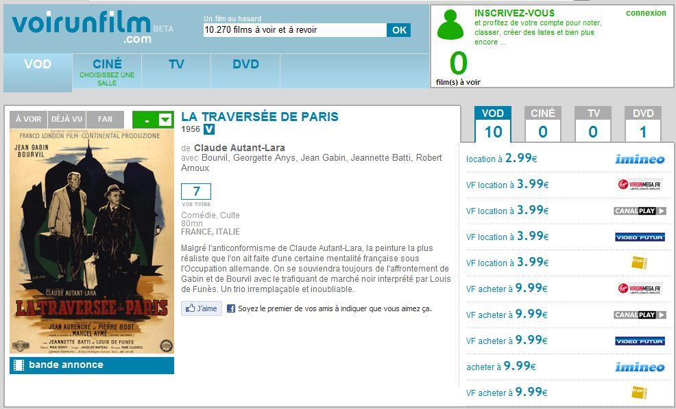 Une page de référencement de Voirunfilm