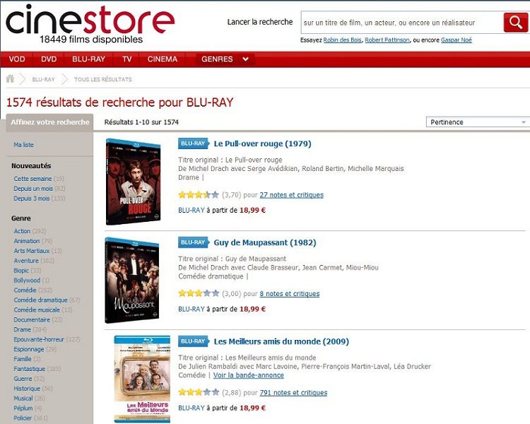 Cinestore, un site d'Allociné