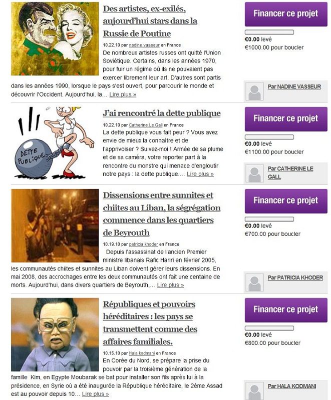 Les projets en attente de financement