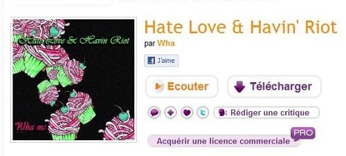 Appuyer sur "J'aime", sur Jamendo