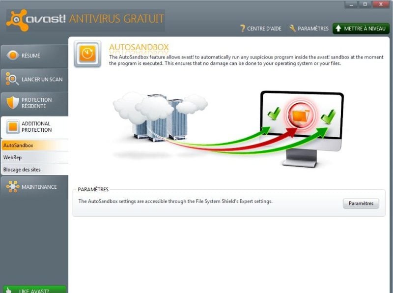 Les logiciels suspects suspects tournent dans un environnement sécurisé.