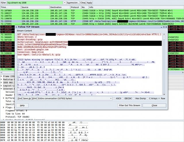Code récupérable par un pirate, la capture des chercheurs a été réalisée avec le logiciel Wireshark.