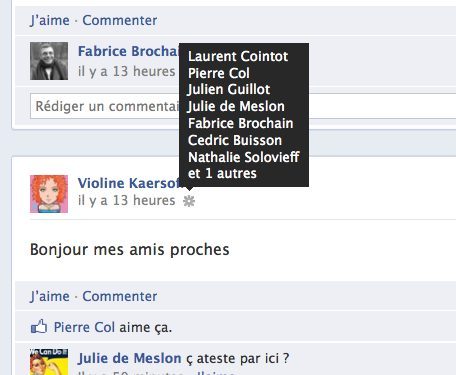 Liste amis proches