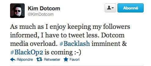 Tweet de Kim Dotcom à ses 150&nbsp;000 followers