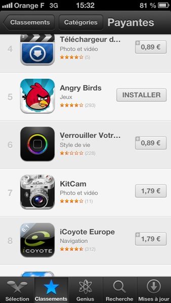 Une arnaque dans le top 10 des applications payantes.