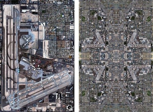 La photo Google Maps et l'oeuvre finale.