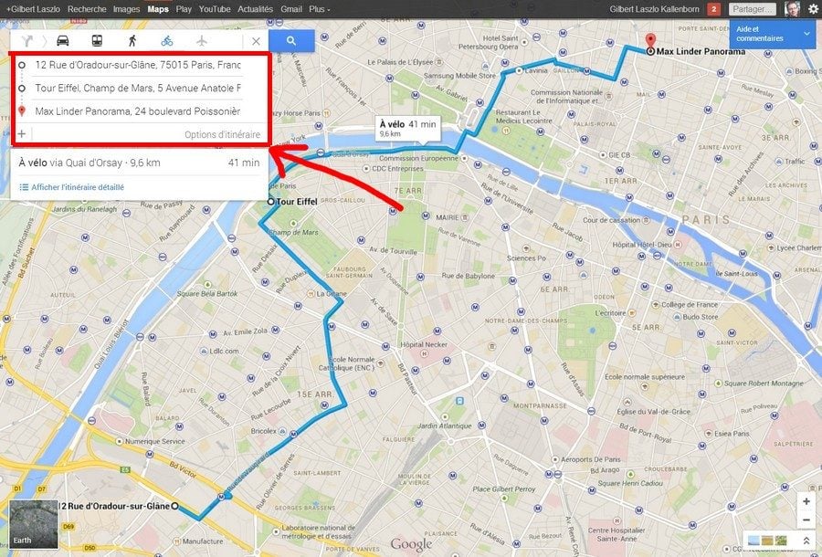 Itinéraires à points multiples dans Google Maps.