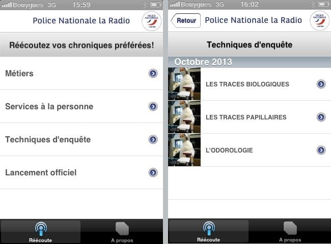La webradio de la Police nationale sur iOS