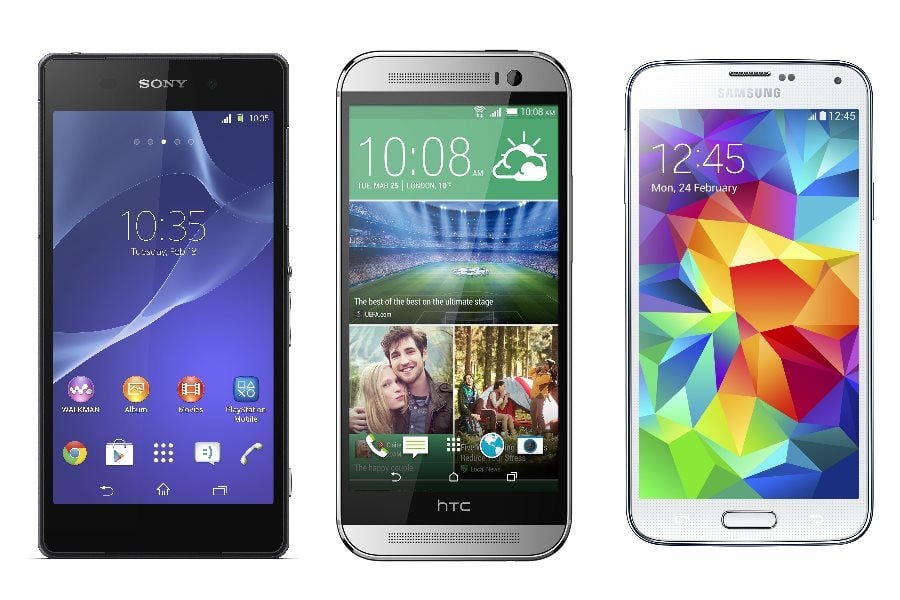 Samsung GalaxyS5 Sony Xperia Z2 HTC One M8
