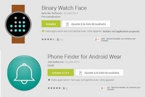 Android Wear ne reconnaît pas les applis payantes.