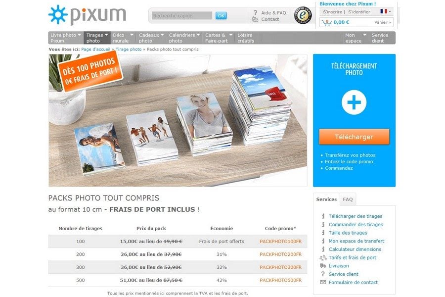Packs photo chez Pixum
