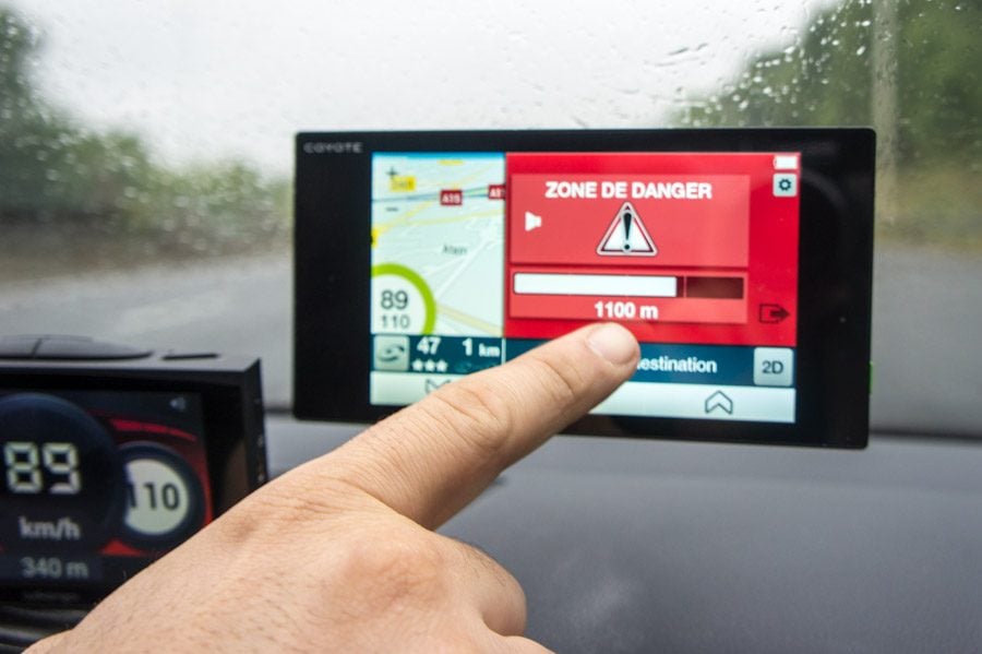 Coyote Nav&nbsp;: notification d'une zone de danger