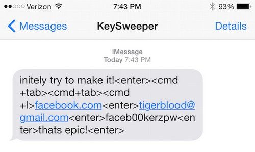 Une alerte SMS envoyée par Keysweeper