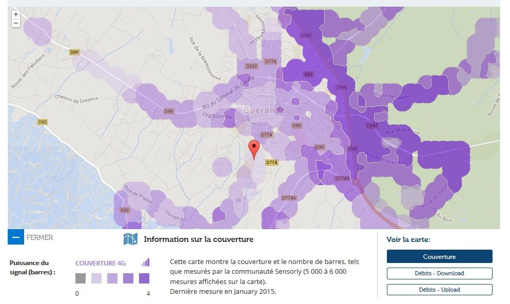 Une carte de couverture de Sensorly