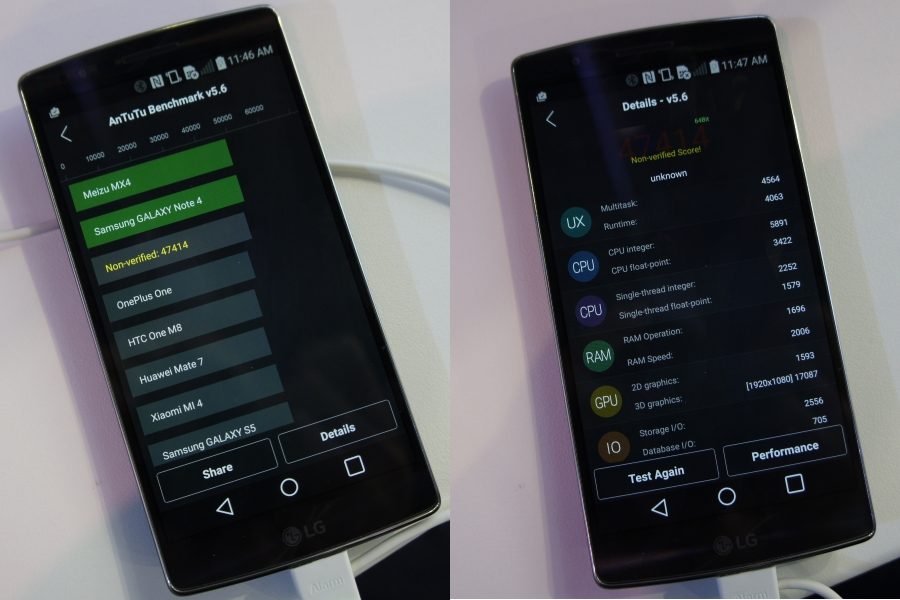 Score Antutu du LG G Flex 2