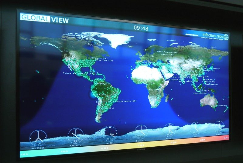 Vue globale de clients de l'éditeur et leur niveau d'infection.