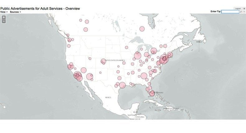 Nombre de publicités liées à la prostitution à un instant donné..
