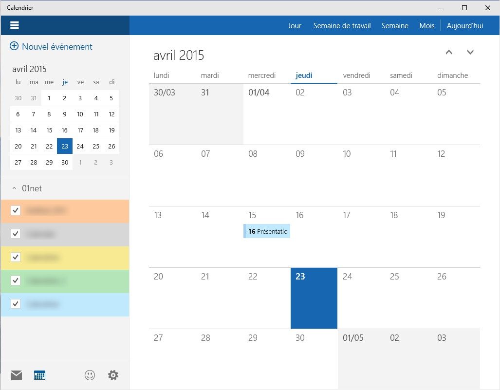 L'appli Calendrier