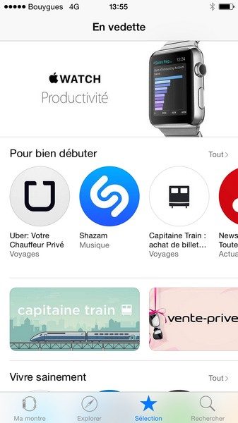 L'Apple Watch Store sur iPhone