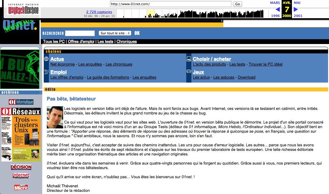 Première version bêta de 01net.com