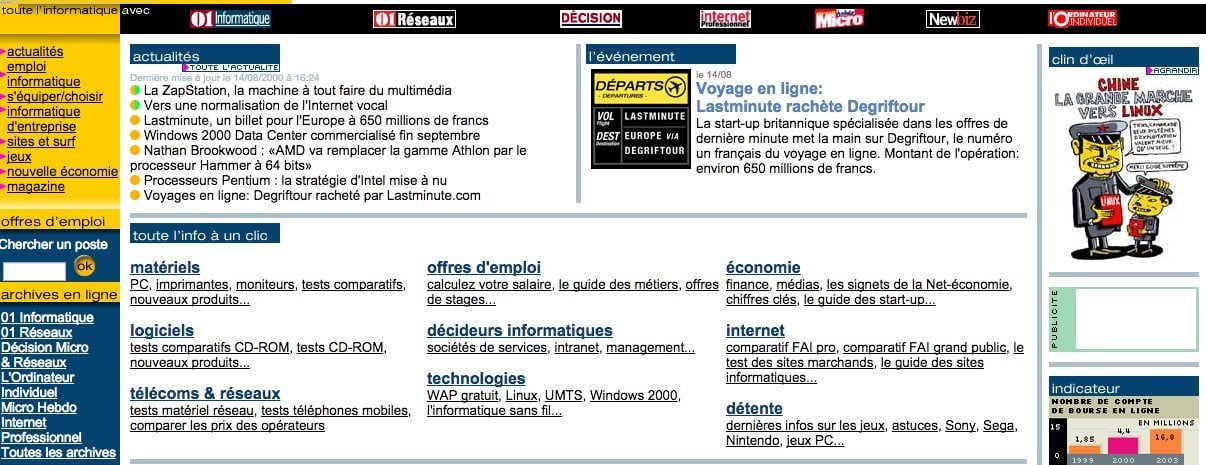 Deuxième version de 01net.com, en 2000