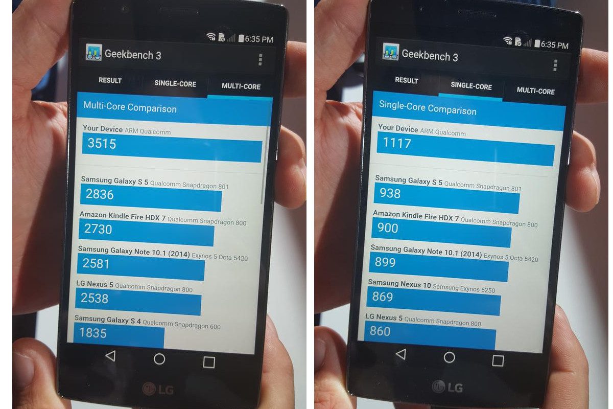 Les scores du LG G4 sous GeekBench