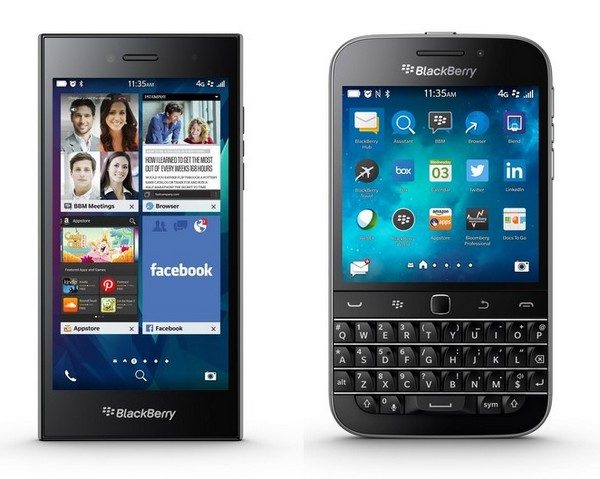 Les deux derniers smartphones de BlackBerry : le Leap et le Classic.