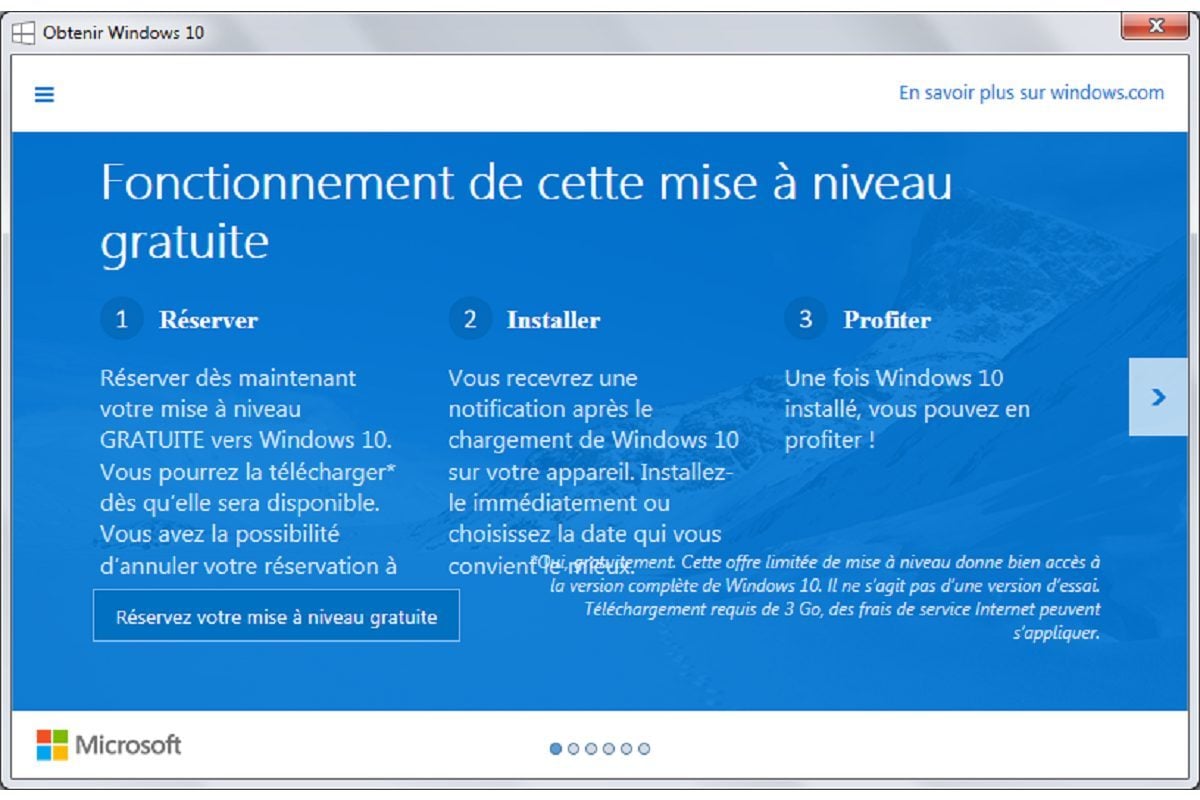 La proposition de mise à jour vers Windows 10
