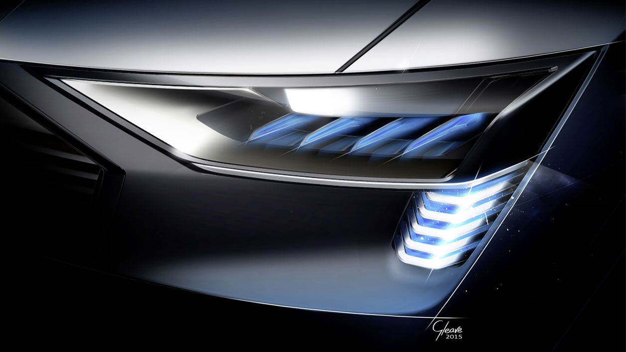 Les phares de ce SUV utiliseront très probablement la technologie laser. La forme de ceux-ci dévoile une nouvelle "signature visuelle" pour Audi.