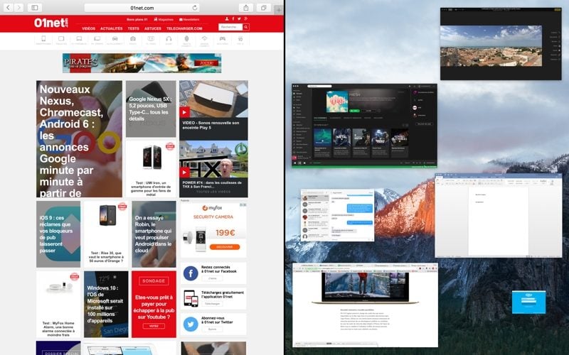 Apple Mac OS X El Capitan SplitView