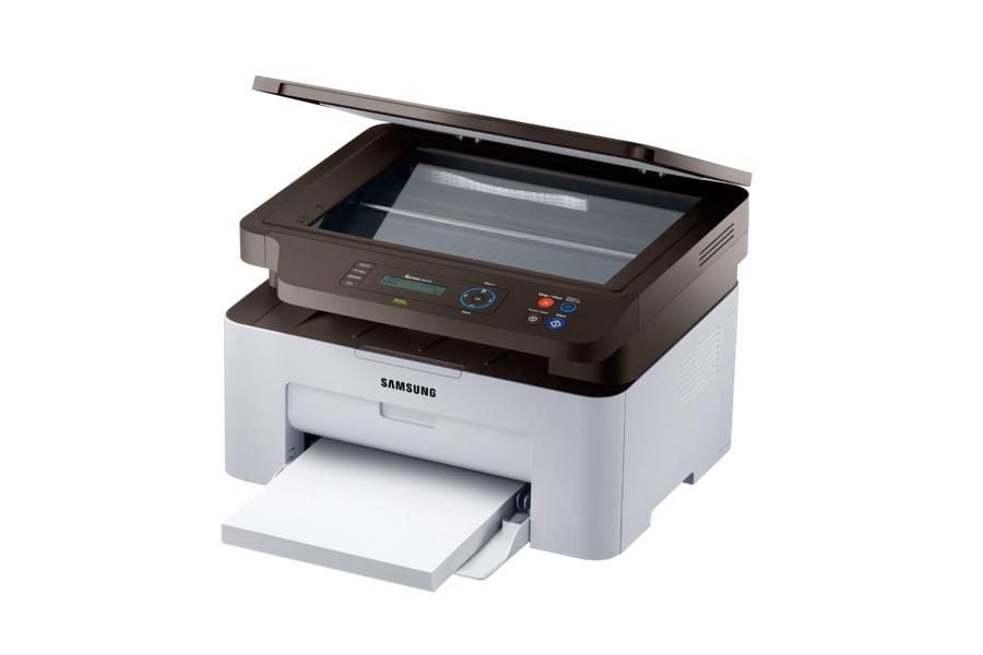Samsung Xpress M2070 mit offenem Scannerdeckel, Wi-Fi-Laserdrucker der M2070-Serie