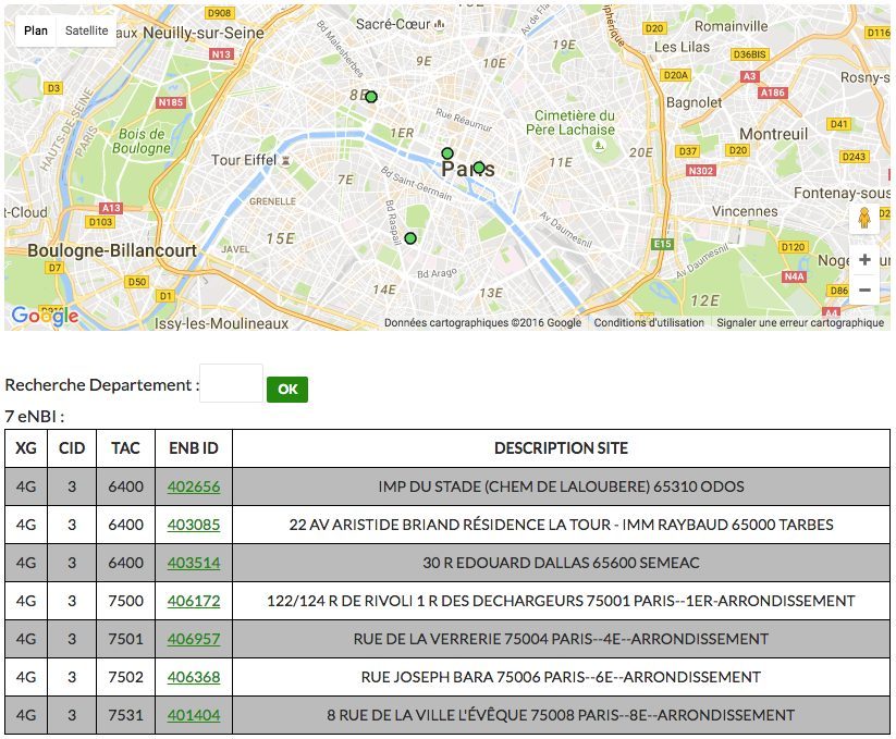 La carte des antennes activées par Free.