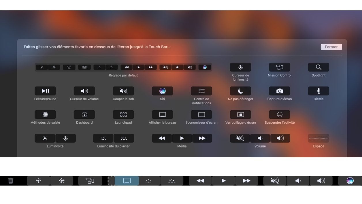 Touch Bar, personnalisée