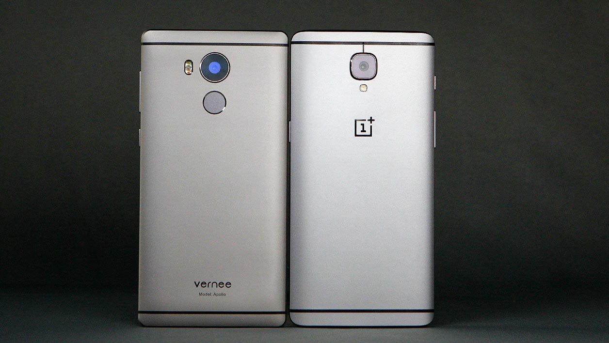 Le Vernee Apollo (à gauche) et le OnePlus 3T (à droite)