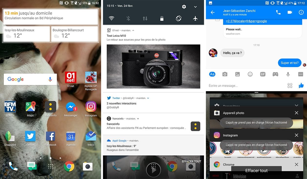 Interface du HTC U Ultra