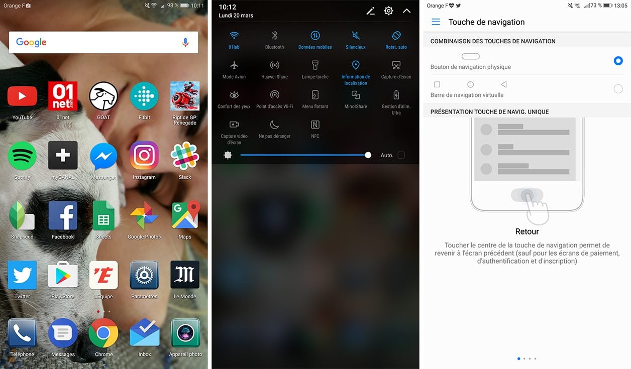 Interface du Huawei P10 Plus