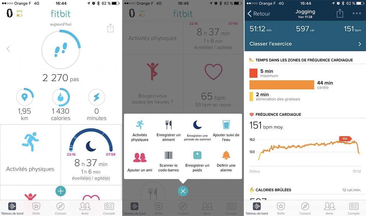 Capture d'écran de l'application Fitbit