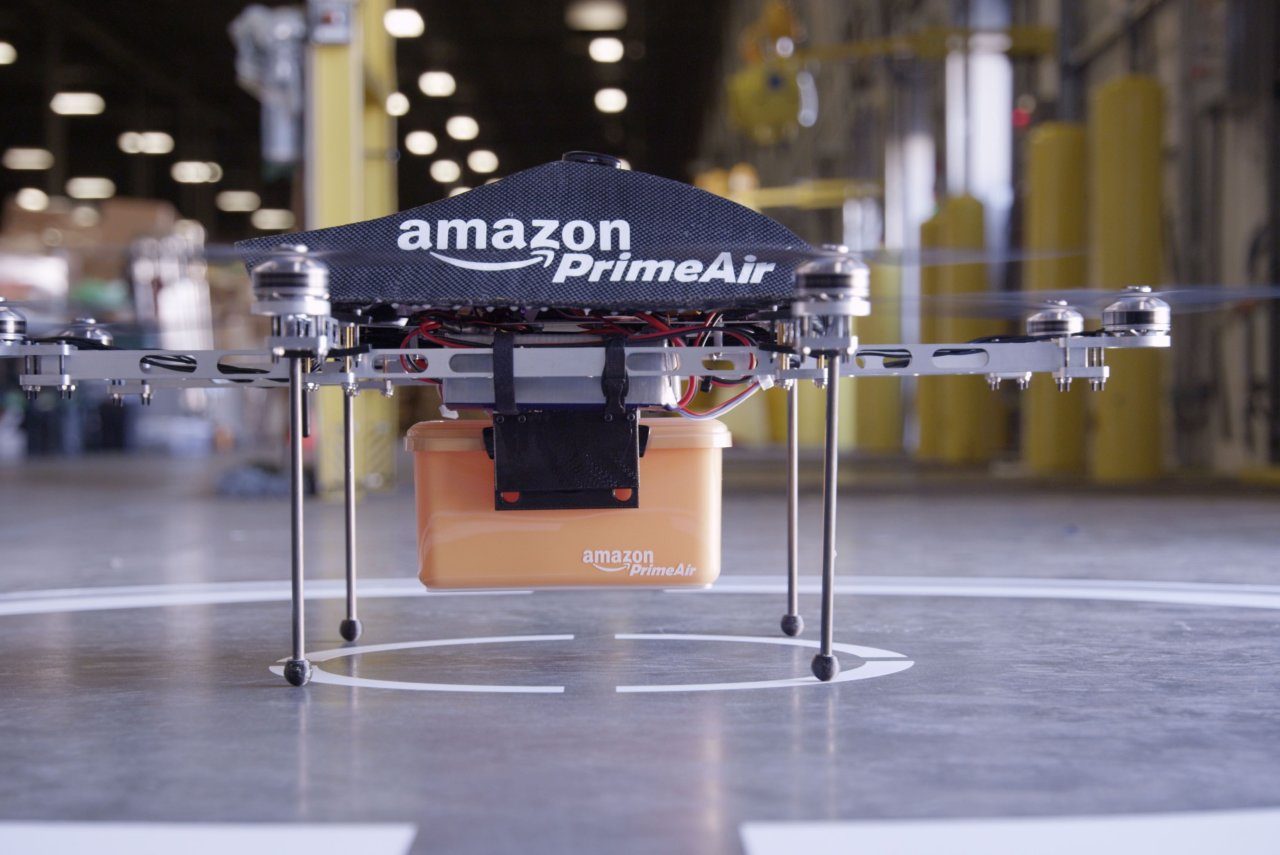 Un prototype de drone de livraison d'Amazon.
