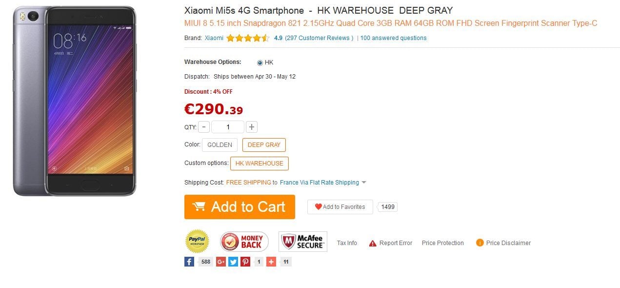 Capture d'écran de Gearbest.com