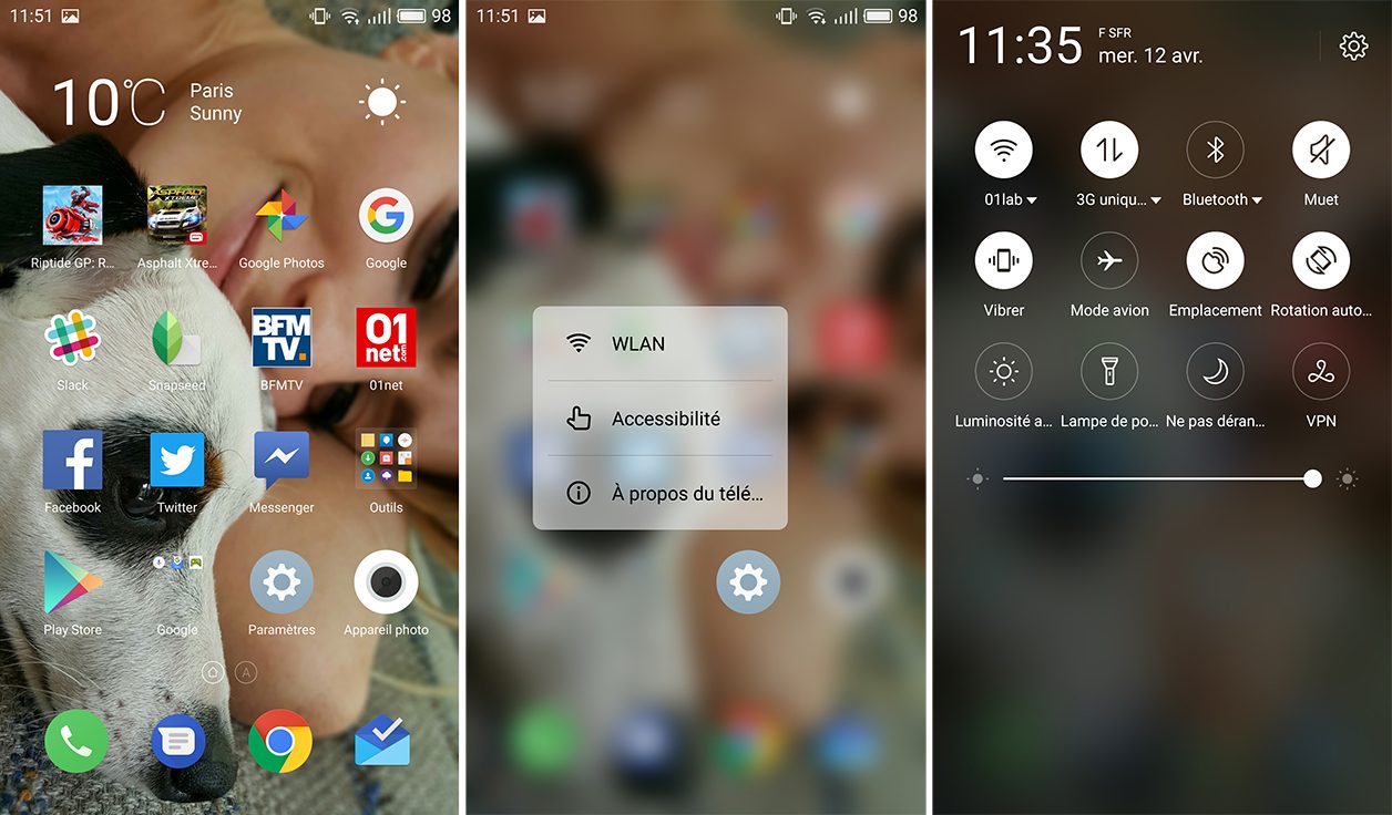 Interface du Meizu Pro 6 Plus