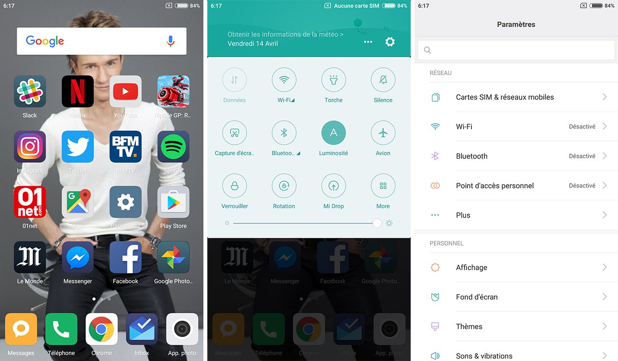 Interface du Xiaomi Redmi 4