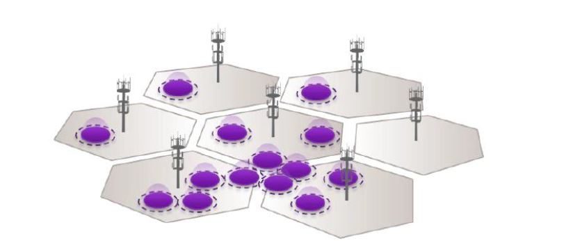 Voilà à quoi pourrait ressembler un réseau mixte avec des antennes longue et de petite portée.