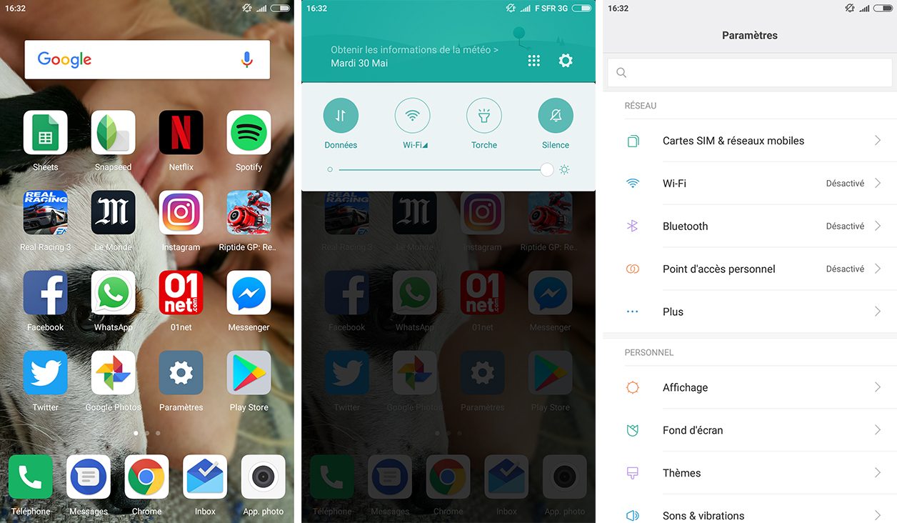 L'interface du Xiaomi Mi6