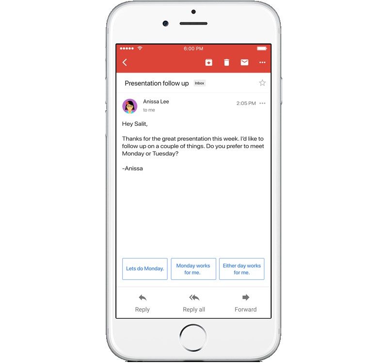 La fonctionnalité Smart Reply.