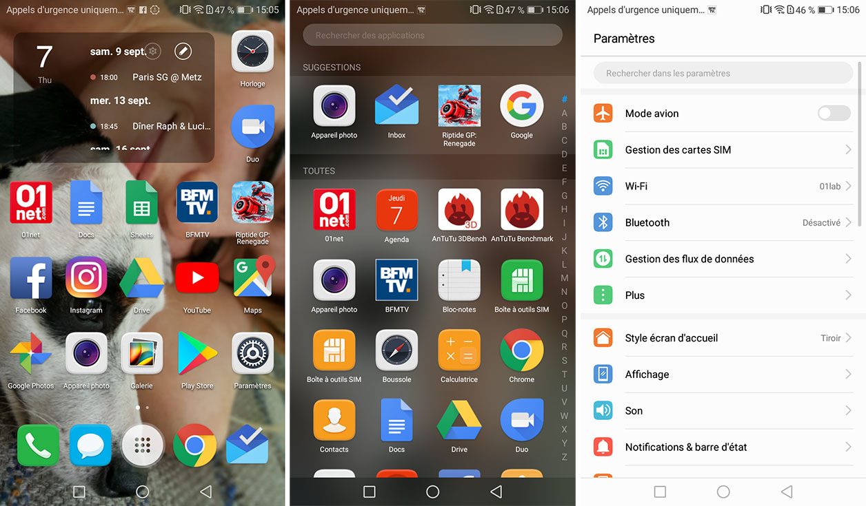 Interface du Honor 6A