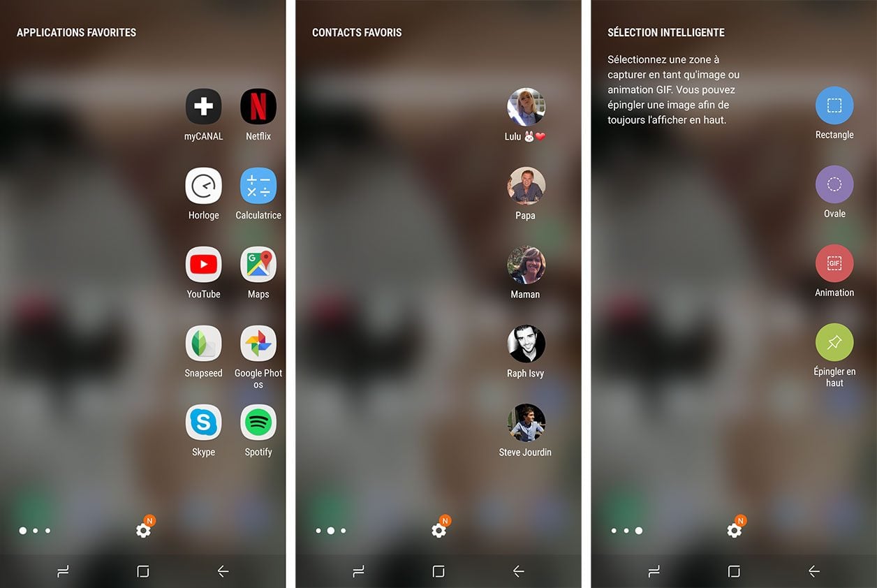 Interface du Samsung Galaxy S8